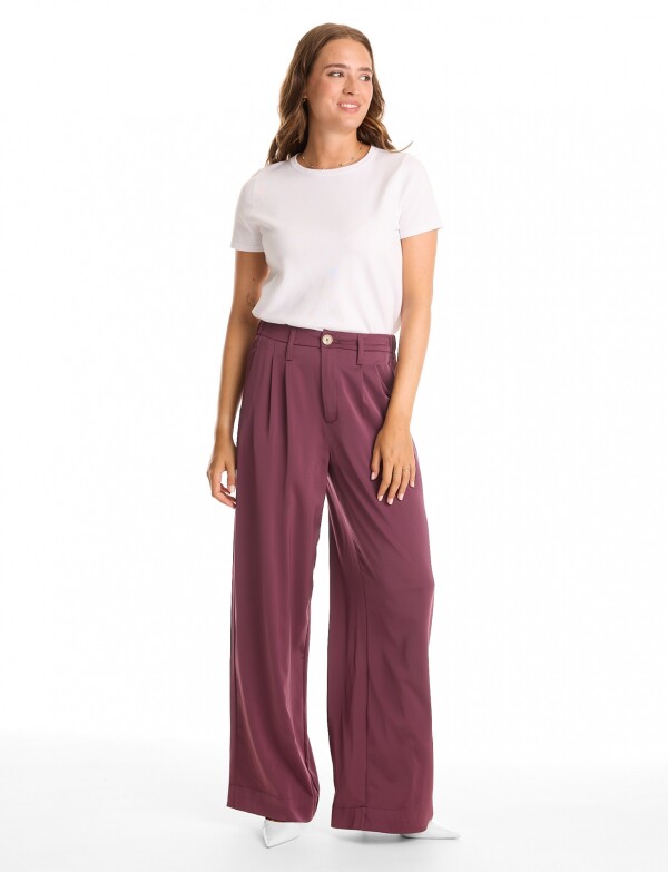 Pantalon Saten Wide BORDEAUX