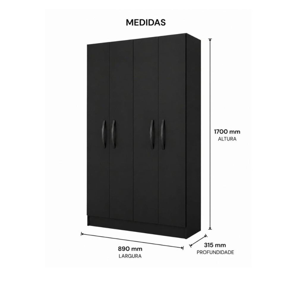ROPERO MULTIUSO - 4 PUERTAS NEGRO