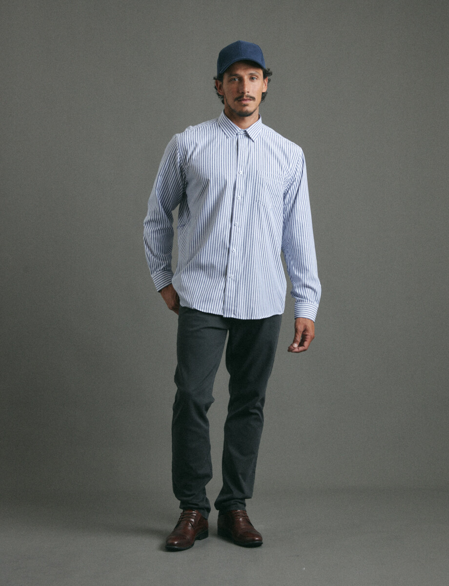 012626 CAMISA HARRINGTON LABEL Blanco/azul