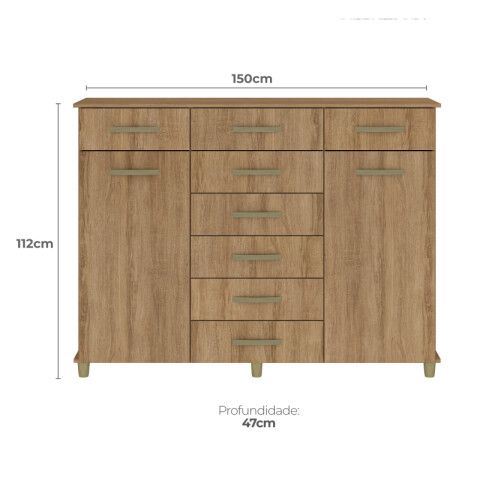 Comoda Cajonera de 8 cajones 2 puertas 1 perchero y 2 estantes internos para Dormitorio o Living - FE - Miel Comoda Cajonera de 8 cajones 2 puertas 1 perchero y 2 estantes internos para Dormitorio o Living - FE - Miel