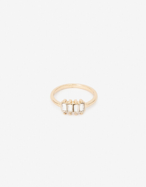 Anillos Chicos Strass Anillo Con Dije Glass. - Dorado