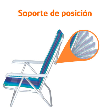 Reposera Silla Reclinable De Playa 8 Posiciones Aluminio Verde Agua/violeta
