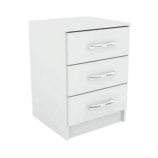 Mesa De Luz Cajonera 3 Cajones Dormitorio Sommier Cama BLANCO
