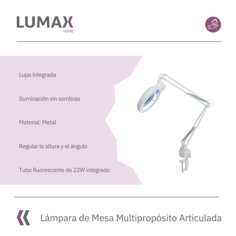 Lámpara de Mesa Multipropósito Articulada con Luz y Lupa Lámpara de Mesa Multipropósito Articulada con Luz y Lupa
