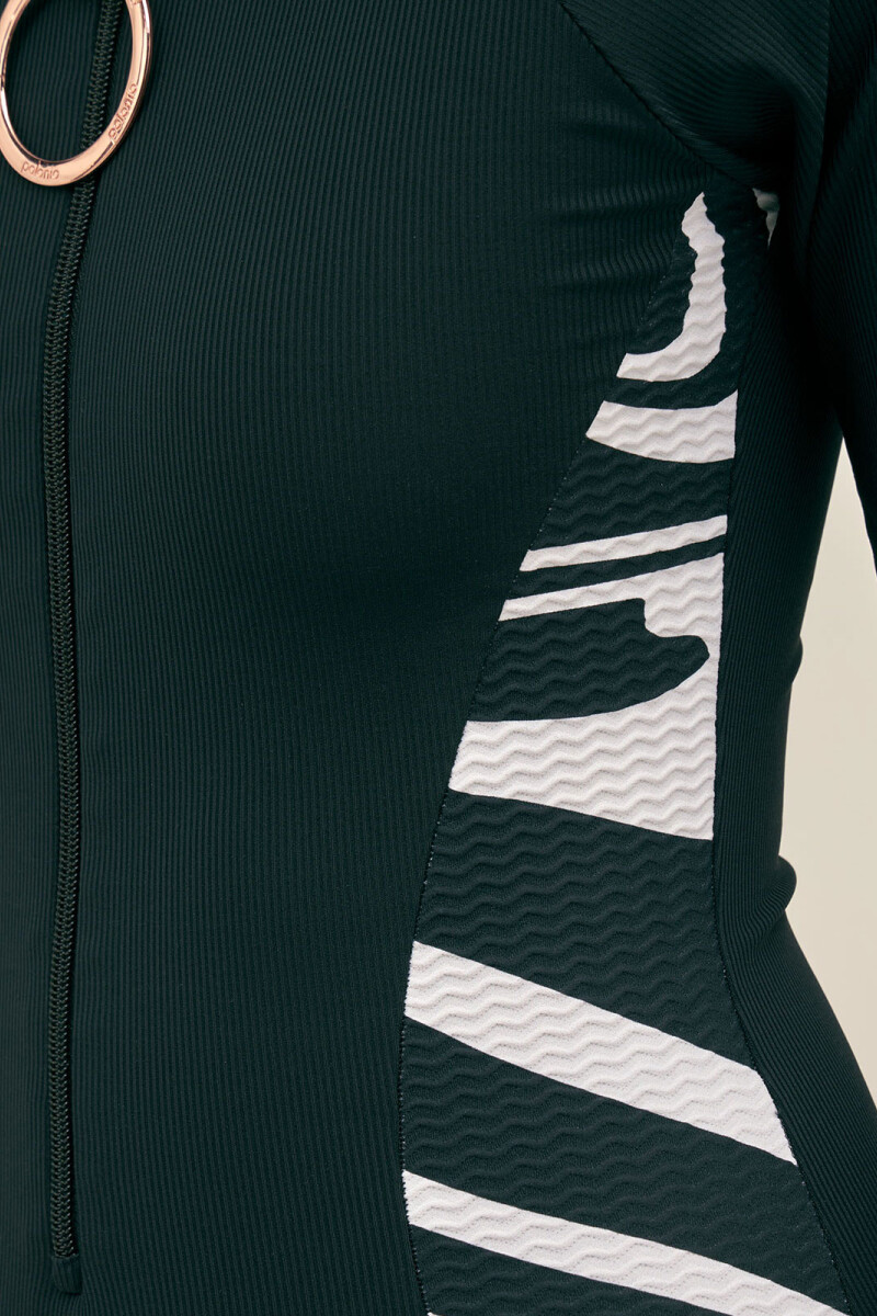 LONG SLEEVE ONE PIECE Black Rib