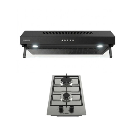 Extractor Purificador Nubia 60CM de Negro Pack De Extractor Purificador Nubia + Anafe A Gas Vulcano Dou 2 Acero inoxidable
