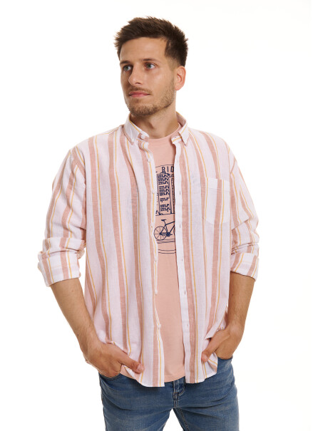 camisa lino rayas blanco