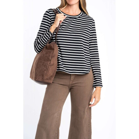 Remera Rayada Algodón Negro