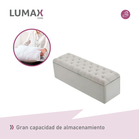 Puff Baúl Lumax Plegable 110x38 cm Organizador Living Dormitorio Gris Claro