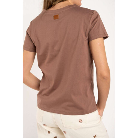 Remera Algodon Peinado Escote Lurex Mocha