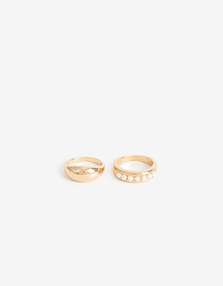 Anillo Set Metal Con Perla 