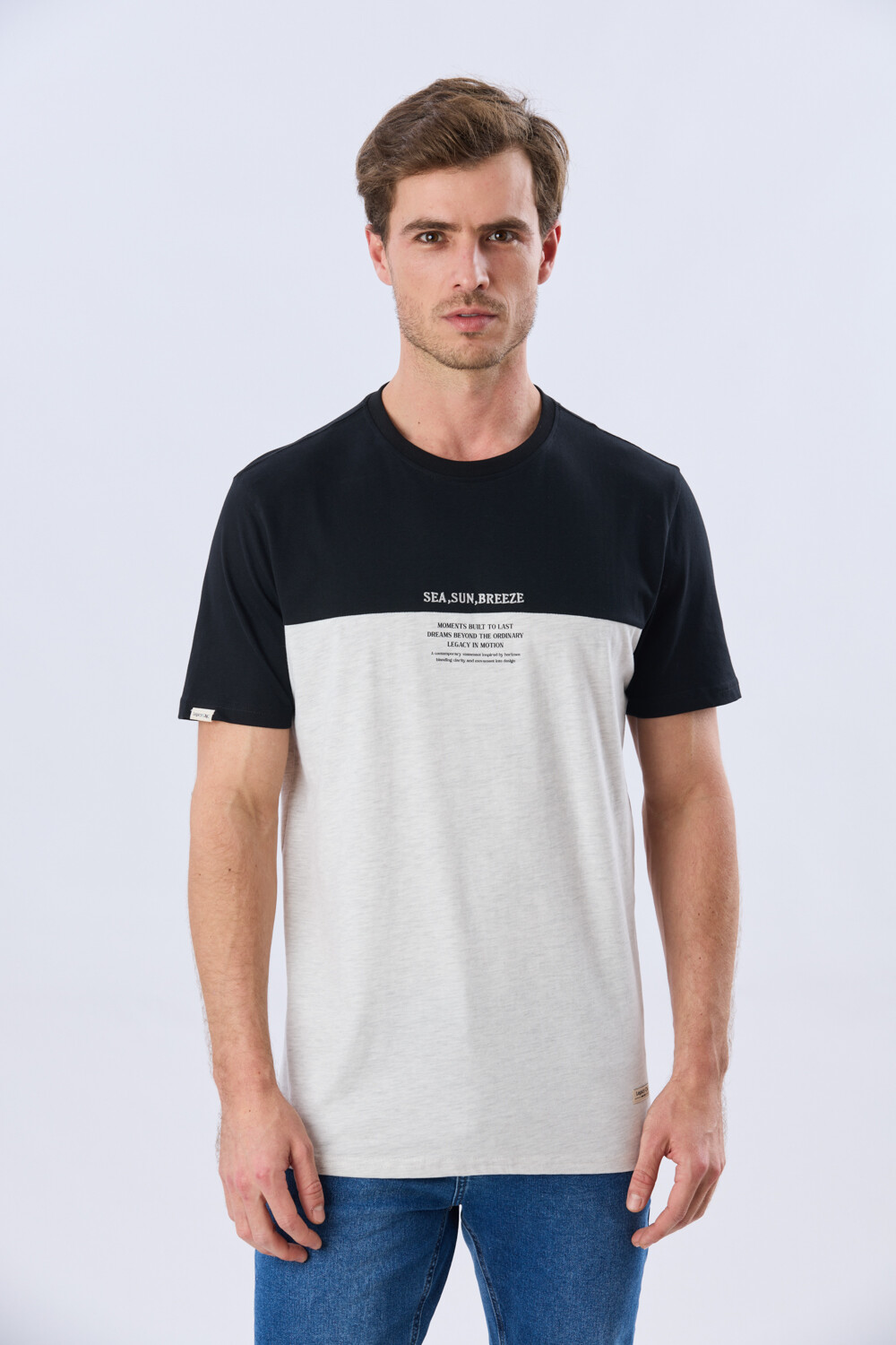 REMERA RAYADA DE ALGODÓN Gris