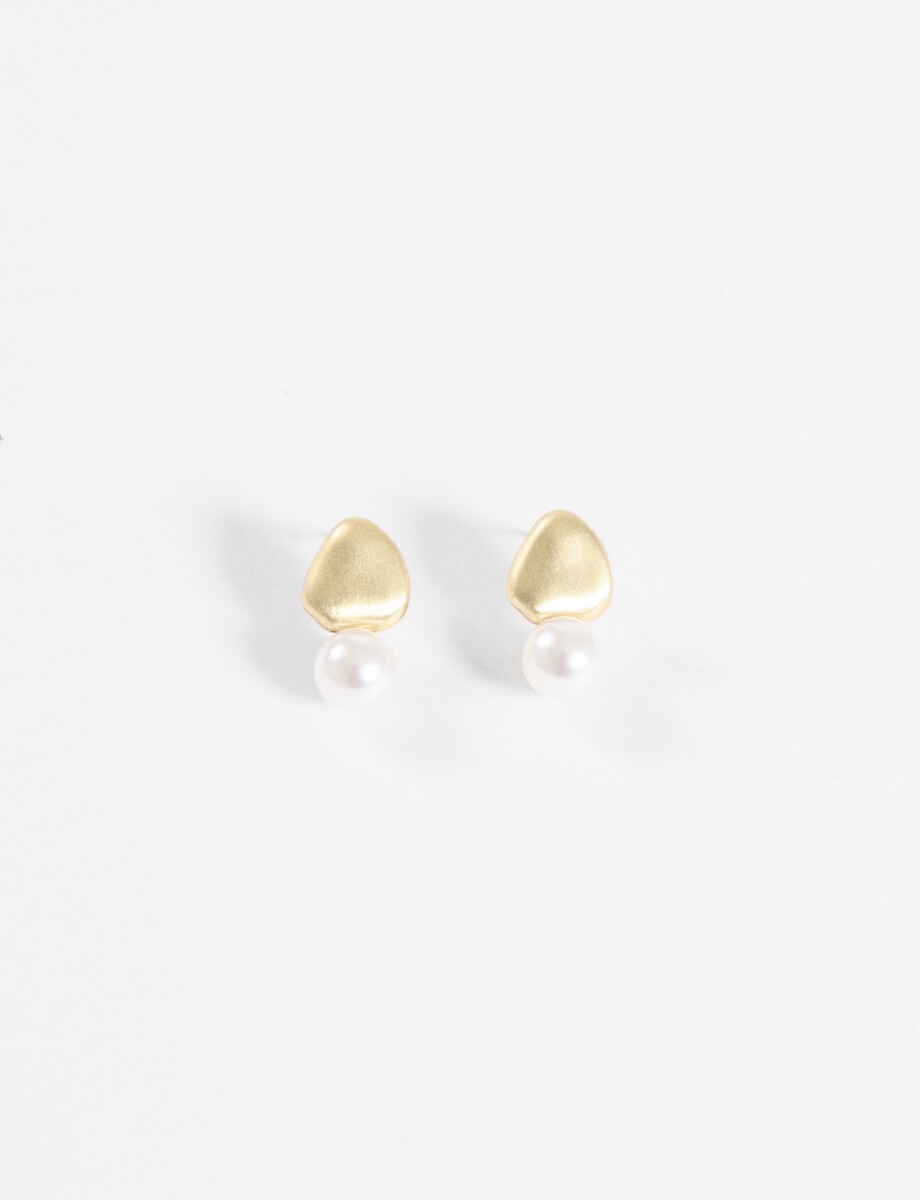 Caravanas metal perla - dorado 