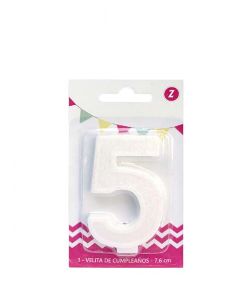 Vela grande glitter n # 5 blanco Vela grande glitter n # 5 blanco