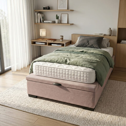 Base para Sommier Colchón Baul 1 Plaza - 78 x 188 x 35 cm - Estructura Madera Maciza - Beige Base para Sommier Colchón Baul 1 Plaza - 78 x 188 x 35 cm - Estructura Madera Maciza - Beige