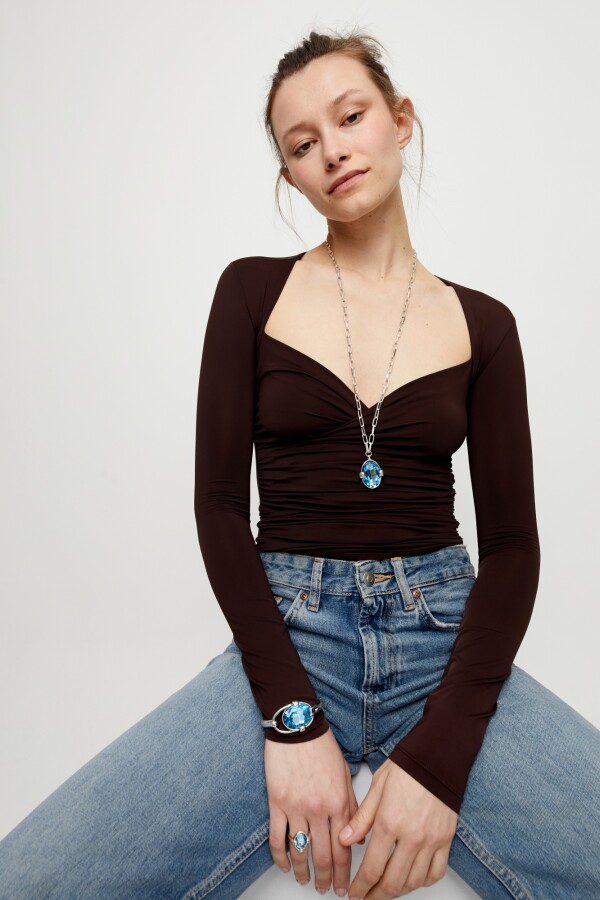 COLLAR LARGO DE ALEACIÓN DE METALES BAÑADO EN PLATA DE LEY CON CRISTAL FACETADO AZUL Colgante