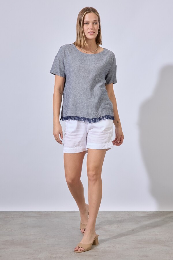 Blusa Lino Flecos GRIS