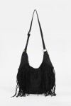Cartera bandolera suede con flecos negro
