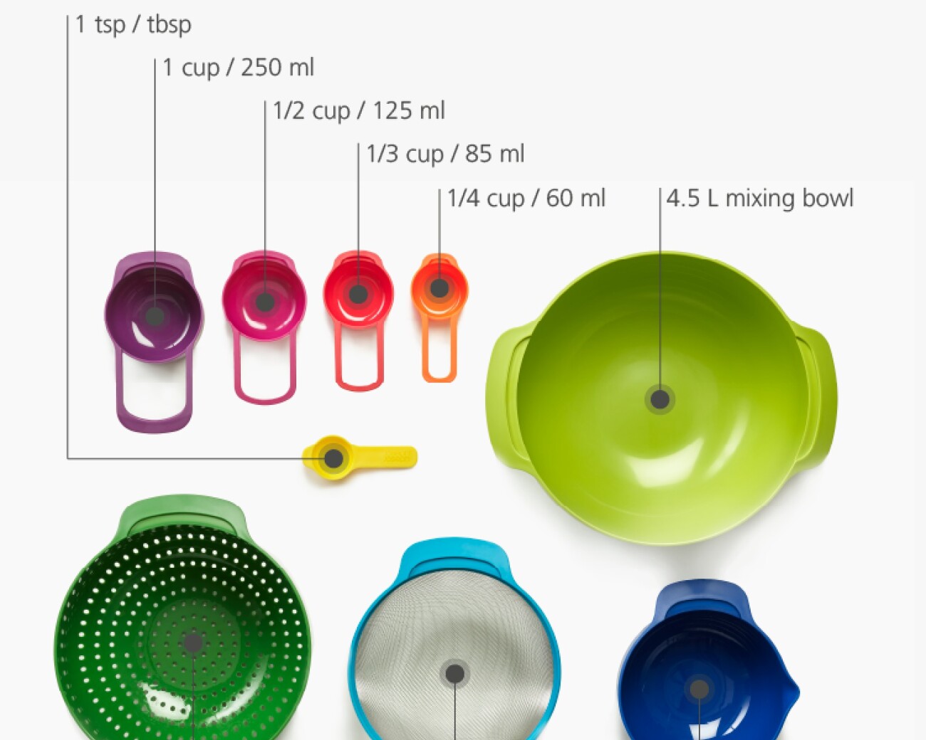 Set de Bowls y Medidores Joseph Joseph Nest™ 9 Plus Multicolor - Preventa Set de Bowls y Medidores Joseph Joseph Nest™ 9 Plus Multicolor - Preventa