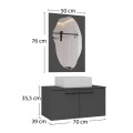 MUEBLE DE BAÑO SUSPENDIDO 70 CM CON ESPEJO SIN BACHA - GRAFITO MUEBLE DE BAÑO SUSPENDIDO 70 CM CON ESPEJO SIN BACHA - GRAFITO