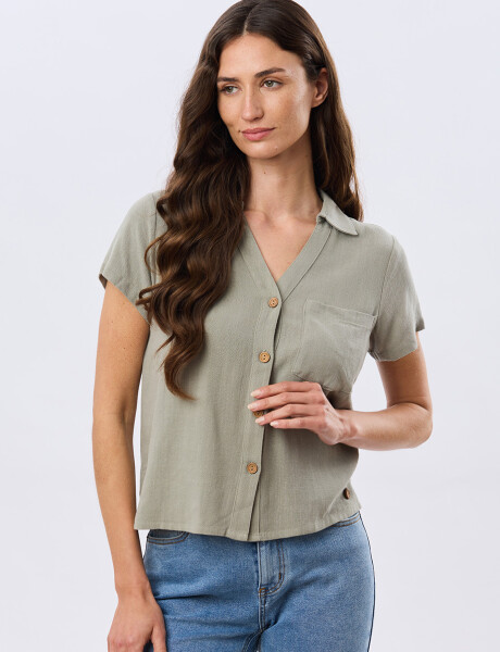 CAMISA DE LINO LISA Verde