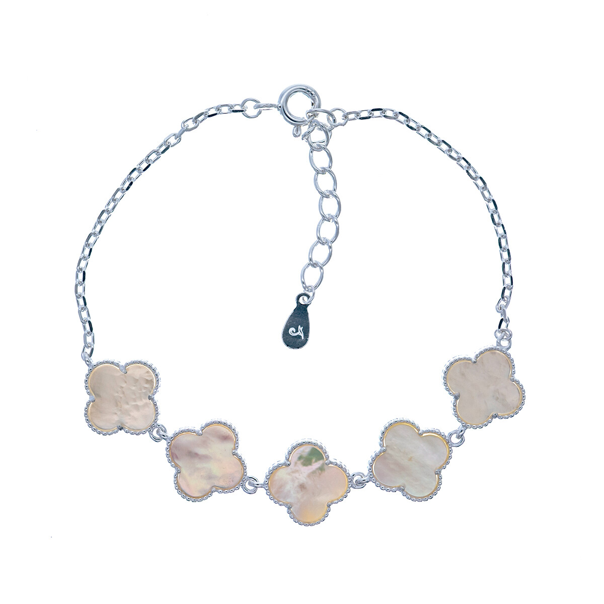 Pulsera de plata 925 y nacar, FLOR. 