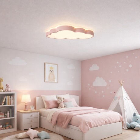 Plafón LED nube a control remoto con funciones Rosa