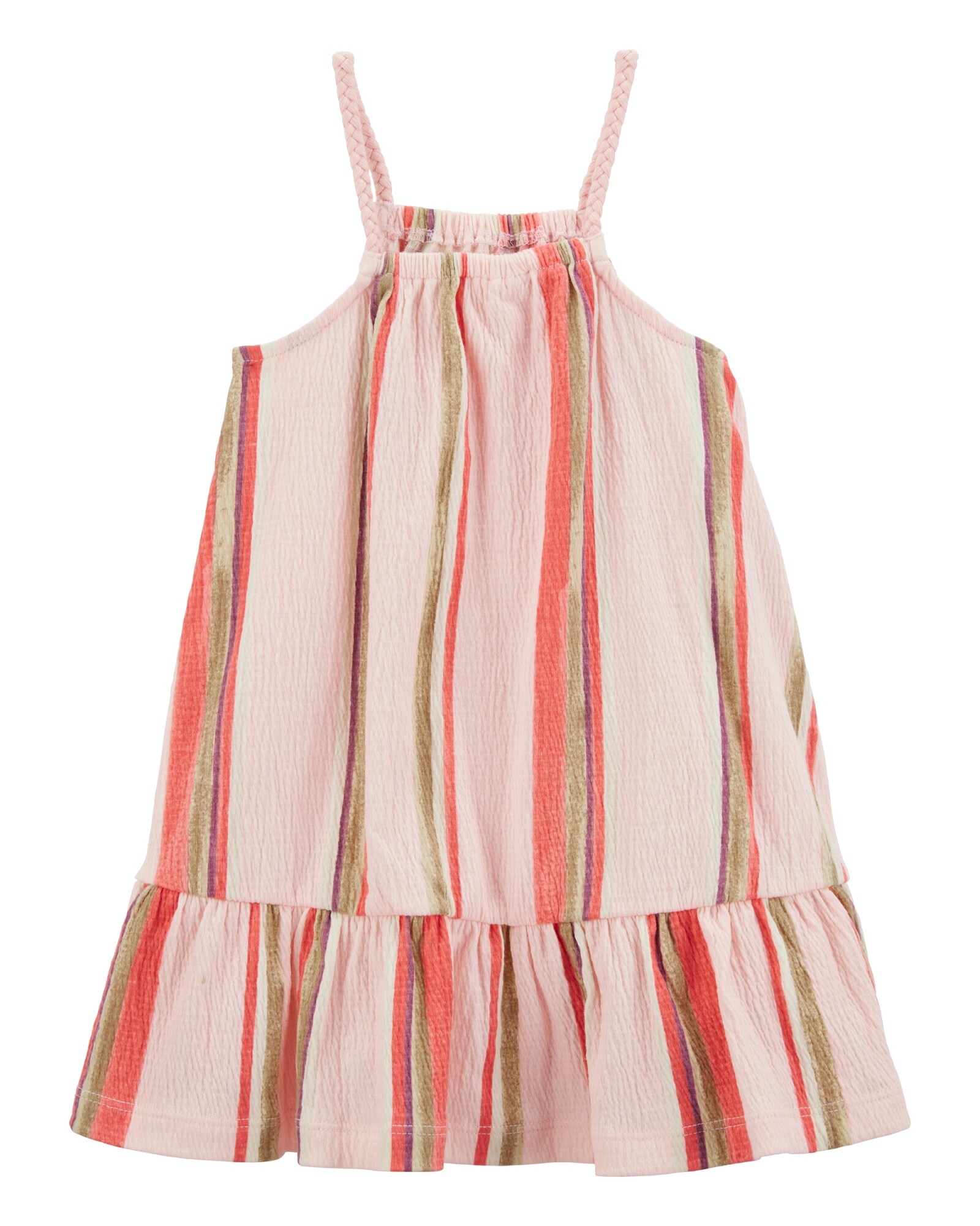 Vestido de jersey arrugado, diseño a rayas Sin color