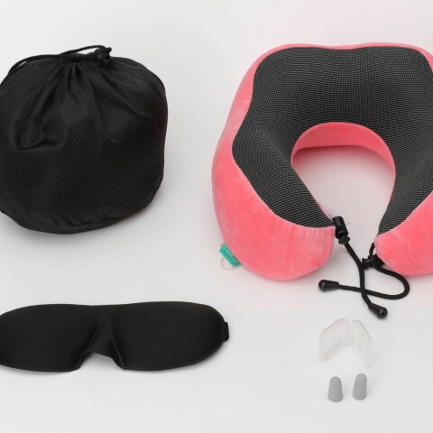 ALMOHADA CERVICAL DE ESPUMA VISCOELÁSTICA EN FORMA DE U CON ANTIFAZ Y TAPONES PA ALMOHADA CERVICAL DE ESPUMA VISCOELÁSTICA EN FORMA DE U CON ANTIFAZ Y TAPONES PA