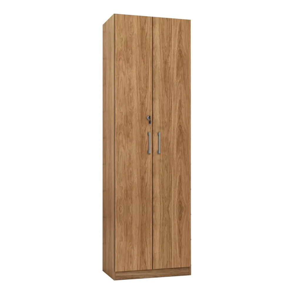 ROPERO 2 PUERTAS GUARDARROPA ARMARIO PLACARD CLOSET MULTIUSO CON LLAVE MARRON