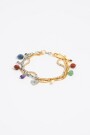 PULSERA MULTICADENAS CRISTALES Oro