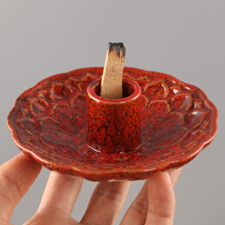 Quemador De Palo Santo Con Diseño Rojo