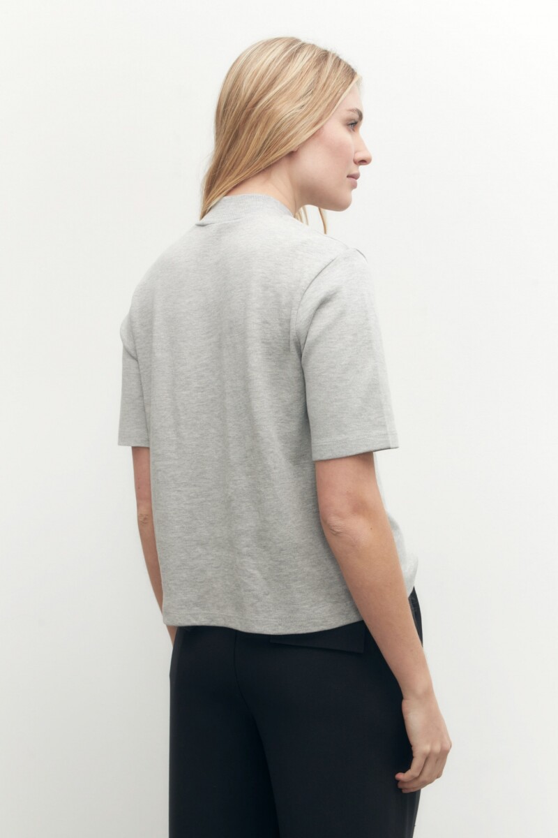 Media polera manga corta beige melange