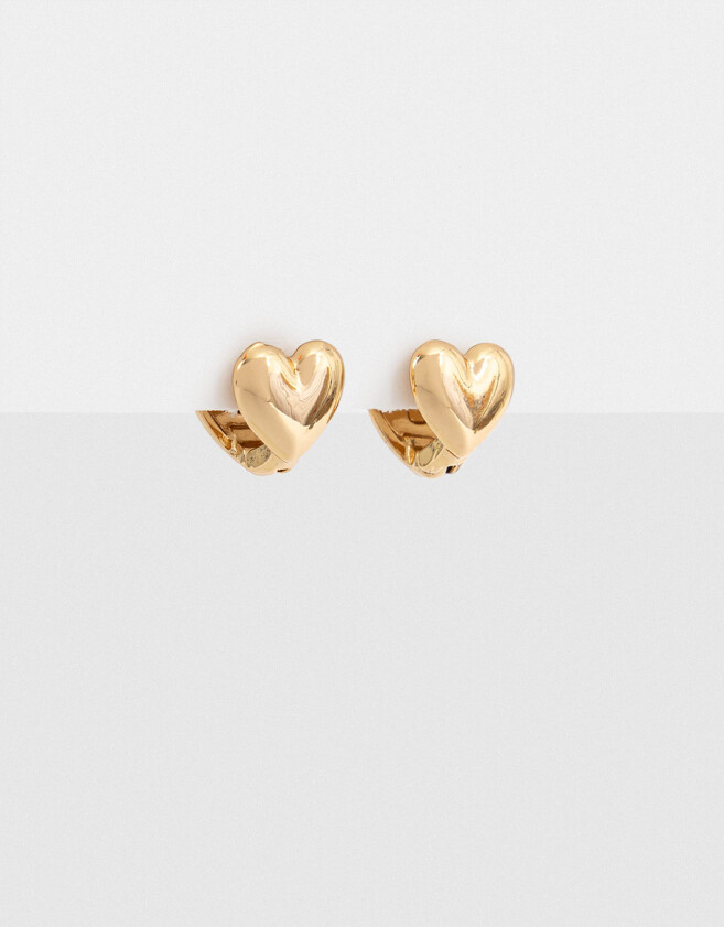 Aros Pasantes Con corazón Aros Doble Corazón - Dorado