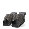 Sandalias de Mujer Bottero con Tiras Cruzadas de Brillos Negro