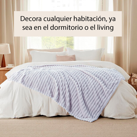 Manta Frazada Polar Plaza y Media Acanalada Suave Cama Sofá Gris Perla