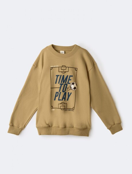 SUDADERA DE FELPA ESTAMPADA MOSTAZA