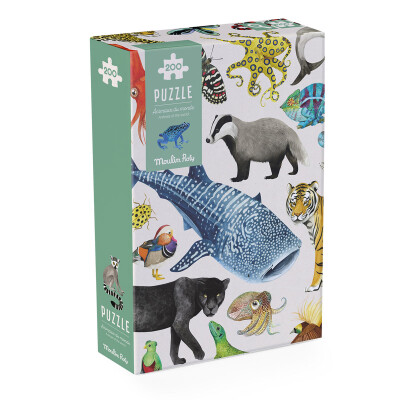 Puzzle Animales del mundo 200 piezas Moulin Roty Puzzle Animales del mundo 200 piezas Moulin Roty