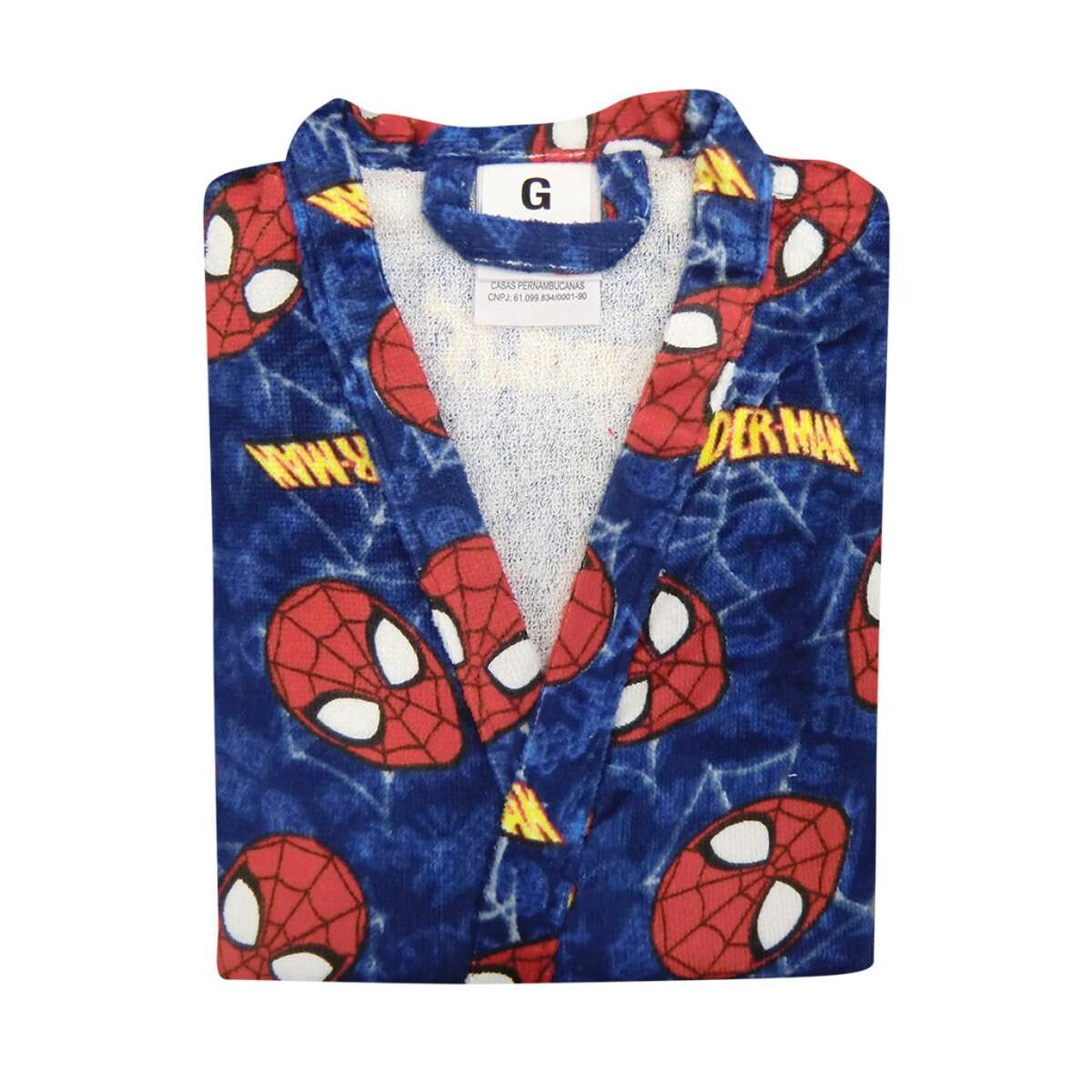 Bata de Baño Infantil Velour Talle P al G - Spider Cara Araña Rojo 