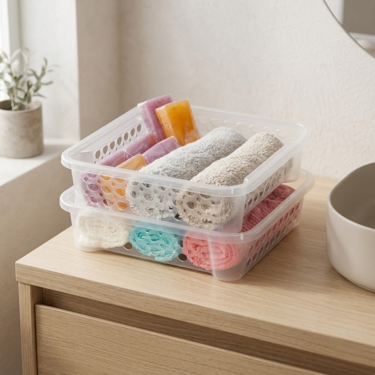 Set x2 Cesto rectangular calado Sanremo - TRANSPARENTE 