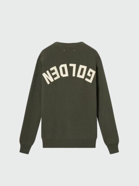 Golden Goose sweater de punto cuello redondo en algodón orgánico con logo Marrón