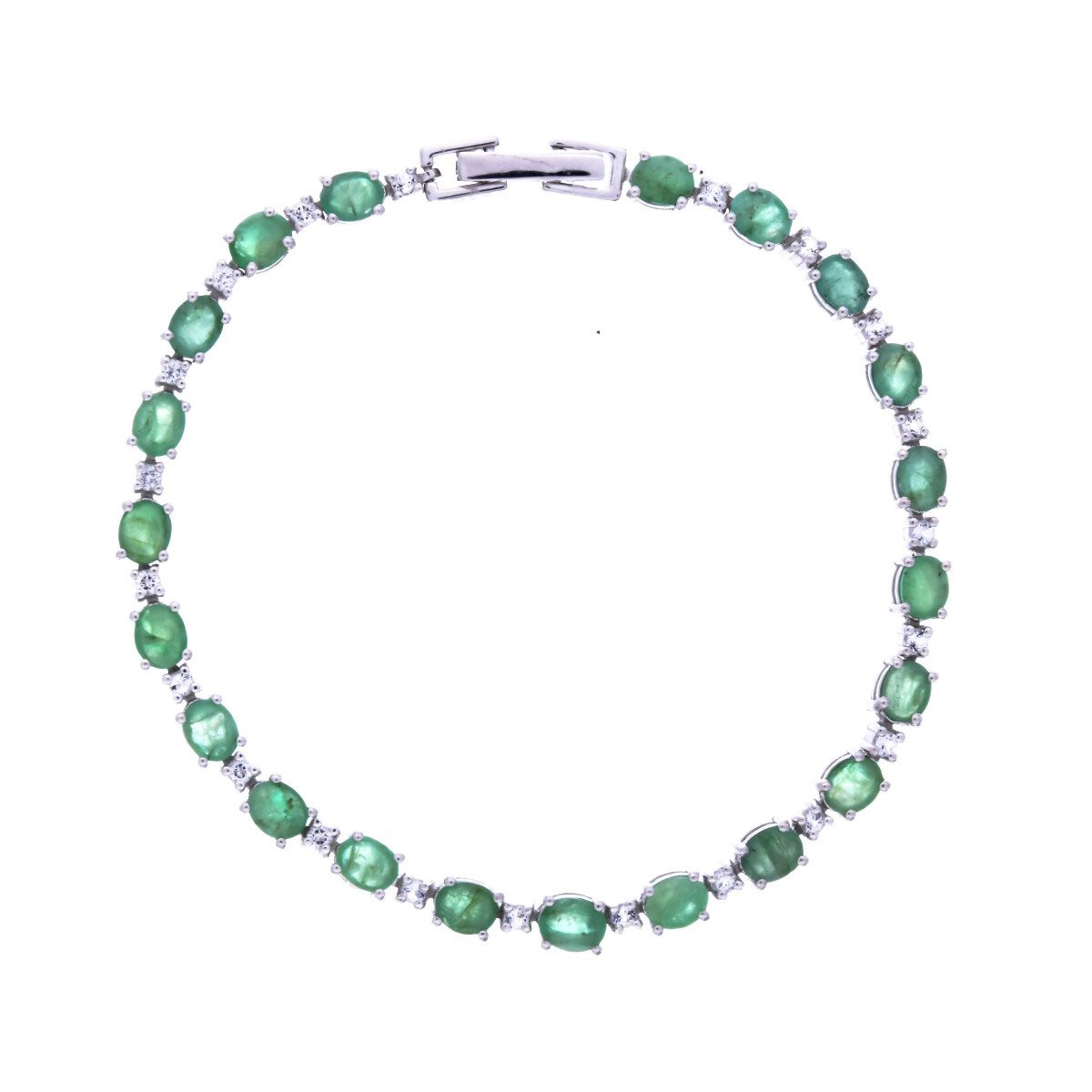 Pulsera de plata 925 rodinada con esmeralda y circonias. 