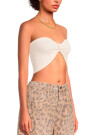 FLORAL FRILLS KNOTTED BANDEAU Crema