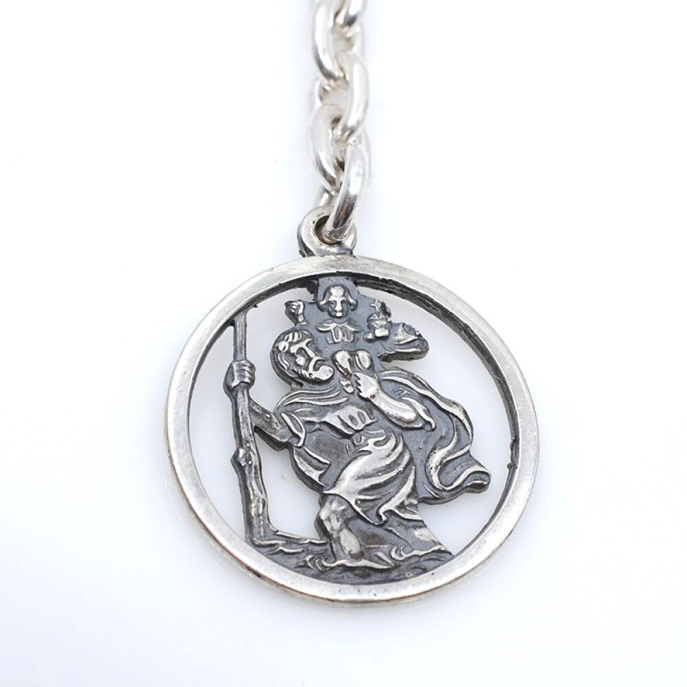 Llavero en plata con imagen de San Cristobal Llavero en plata con imagen de San Cristobal