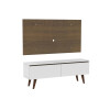 Rack TV mueble Lumax + panel rústico con estantes 55” Blanco/Marron