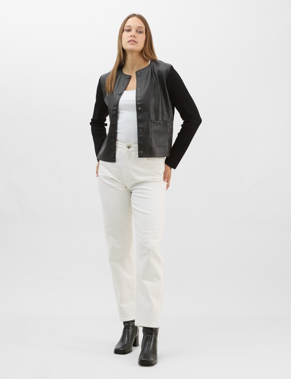 Chaqueta Combinada Eco Cuero NEGRO