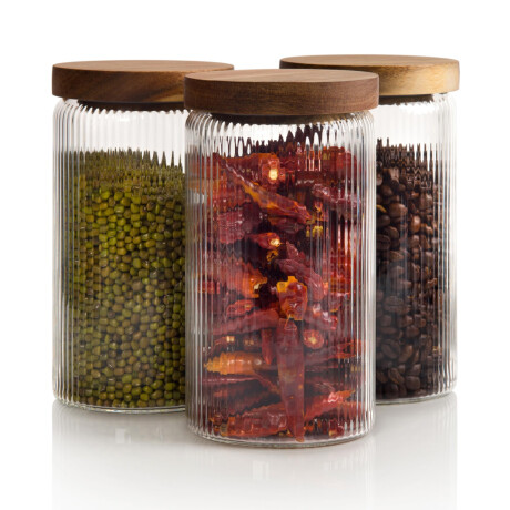 Frasco de vidrio con tapa de madera - Grande 9x25cm Sc