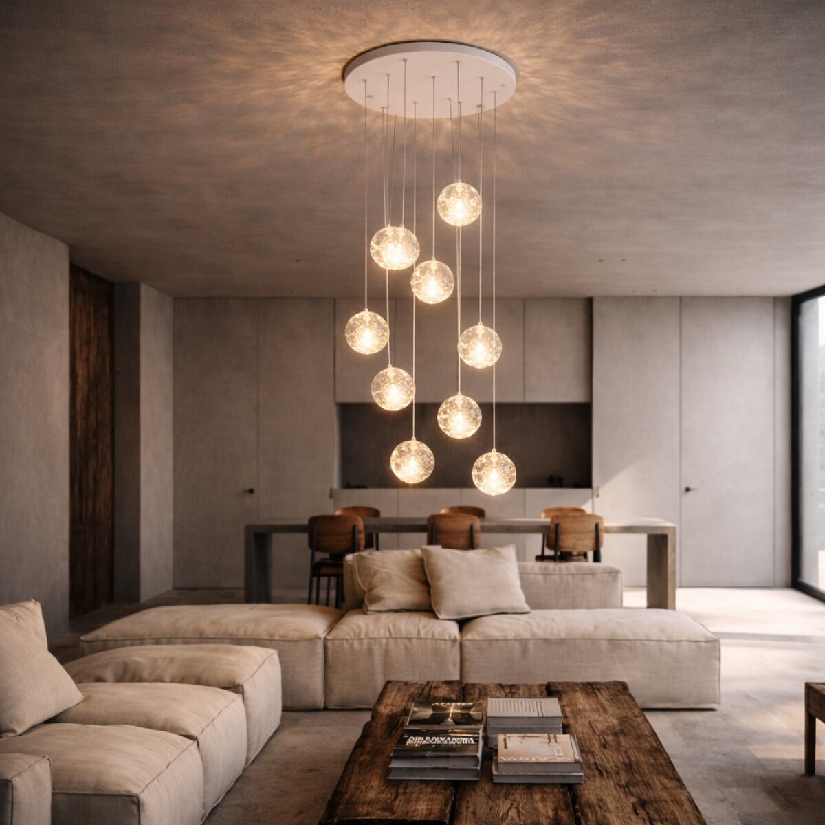 Colgante led 9 esferas efecto flotante 9*5W 