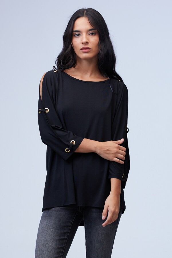 Blusa Oversize Manga Aros NEGRO