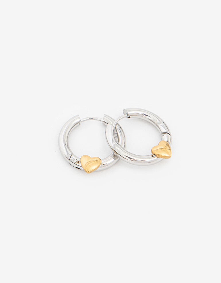 Aros Argollas Metal Aros Argolla De Acero Mixplating - Combinacion Bicolor
